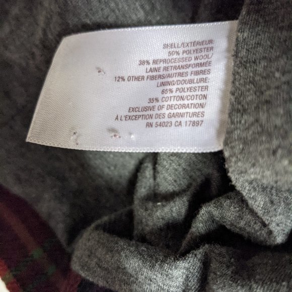 Old Navy Peacoat Jacket Double Breasted Plaid Red Buffalo Check Wool - Picture 7 of 10